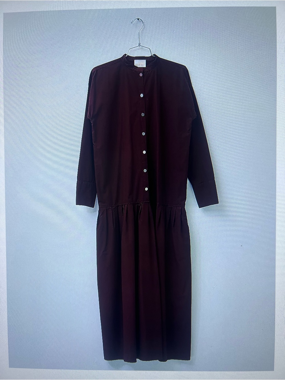 Atelier Delphine Brown Dropped-Waist Button-Down Midi Dress